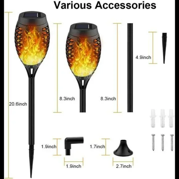 10Pack Solar Outdoor Lights, Solar Tiki Torches with Flickering Flame